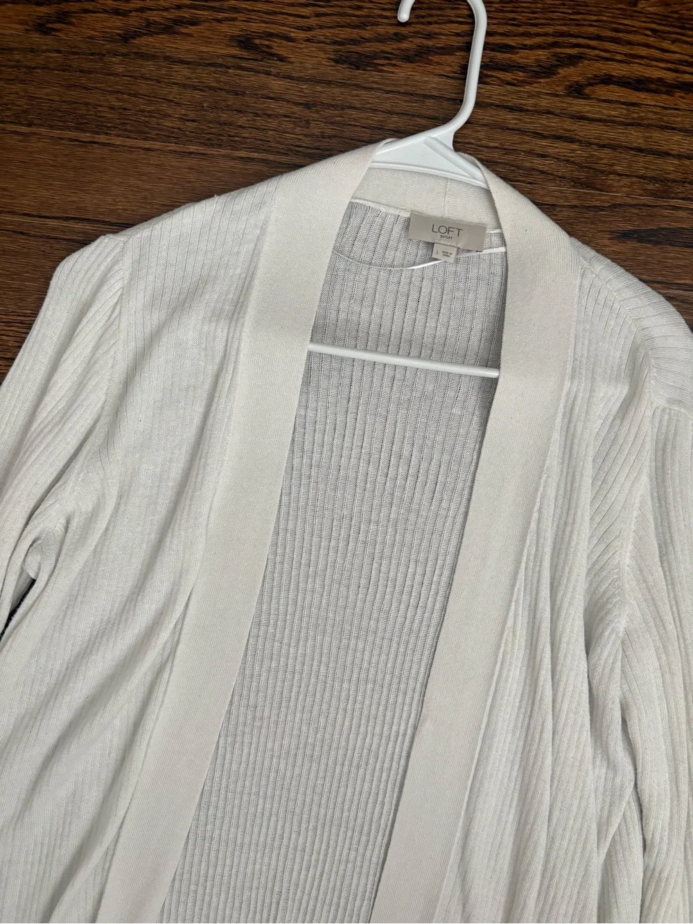 LOFT Open-Front Ribbed Long Duster Cardigan Sweater - Picture 3 of 6